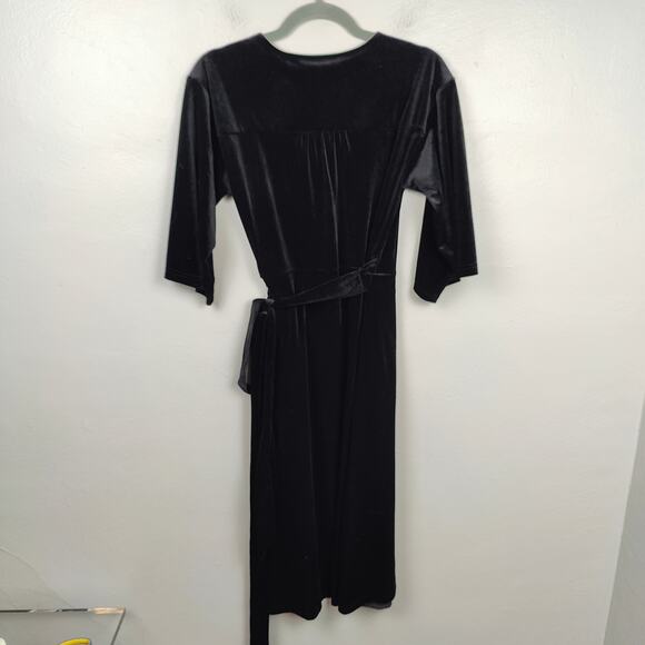 Modcloth Wrapped In Elegance Velvet Midi Dress‎ Womens Small Black Wrap Goth - Picture 3 of 7